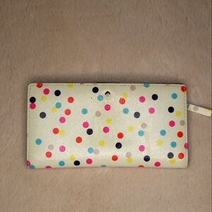 Kate Spade Leather Confetti Dot Stacey Girlhoodcore Wallet Navy Blue Interior